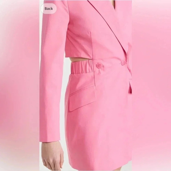 Jonathan Simkhai Kylo Cut Out Tech Blazer Mini Dress Size 6 NWT Taffy Pink - Picture 7 of 16